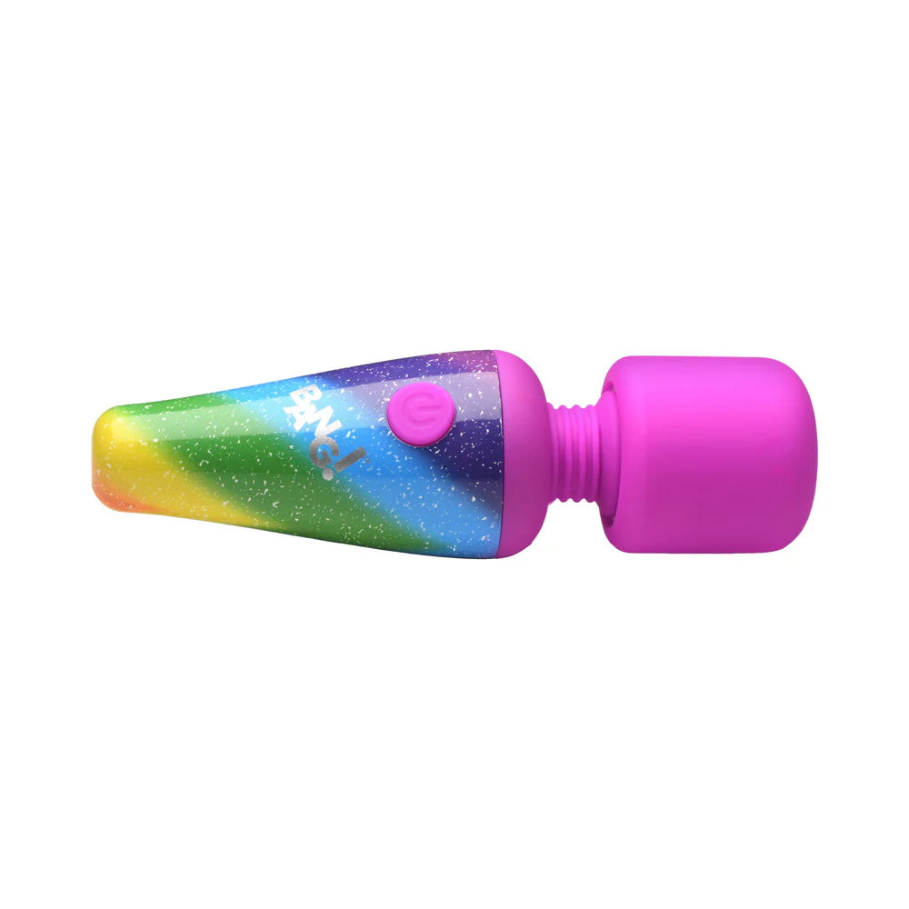 Bang! Rainbow Mini Wand Rechargeable Silicone Vibrator - Rainbow Multicolor