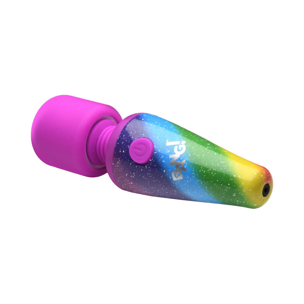 Bang! Rainbow Mini Wand Rechargeable Silicone Vibrator - Rainbow Multicolor