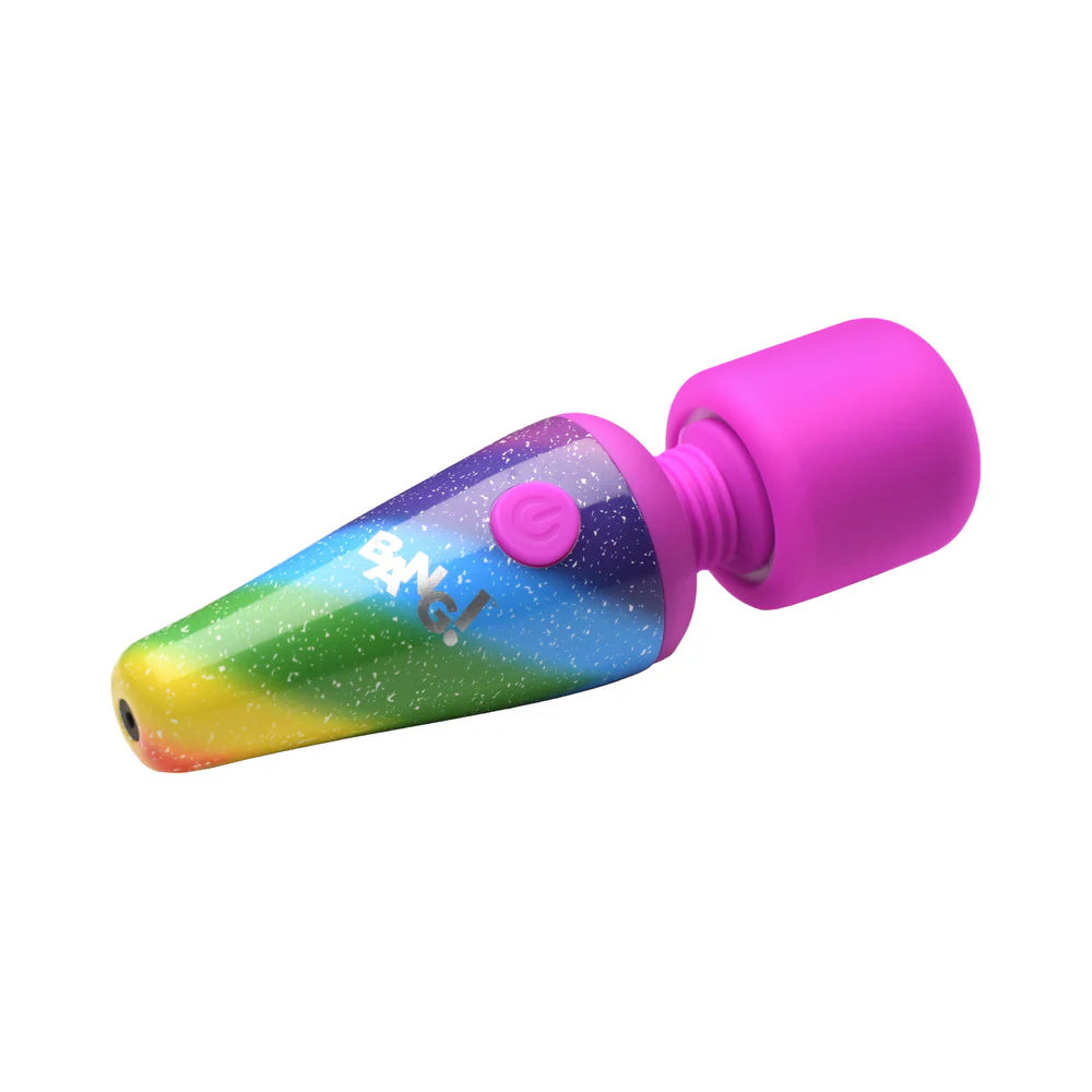 Bang! Rainbow Mini Wand Rechargeable Silicone Vibrator - Rainbow Multicolor