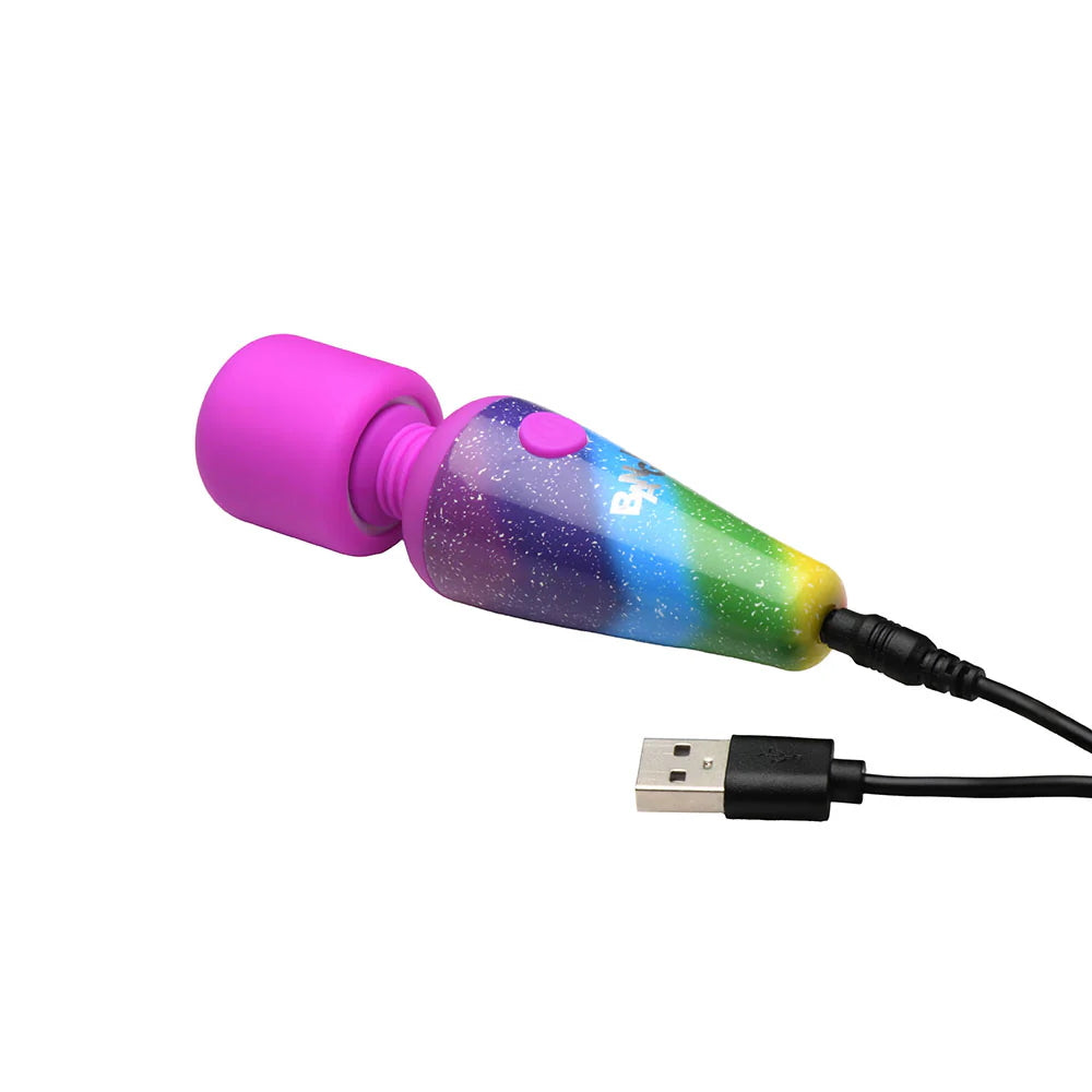 Bang! Rainbow Mini Wand Rechargeable Silicone Vibrator - Rainbow Multicolor