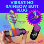 Bang! Vibrating Silicone Rechargeable Swirl Butt Plug  - Rainbow Multicolor