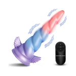 Deluxe Dream Rider - Unicorn Horn Vibrating Silicone Dildo in pink blue and purple ombre with wireless remote control