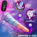 Deluxe Dream Rider - Unicorn Horn Vibrating Silicone Dildo in pink blue and purple ombre with wireless remote control