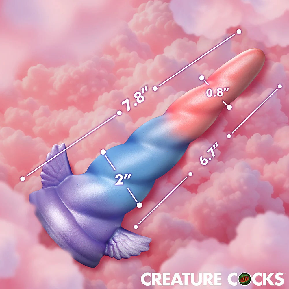 Deluxe Dream Rider - Unicorn Horn Vibrating Silicone Dildo in pink blue and purple ombre with wireless remote control