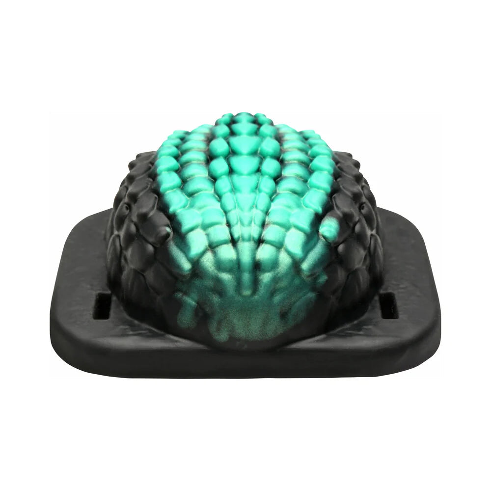 Dragon  Vibrating Rechargeable Silicone Grinder Black/Teal by creature cocks