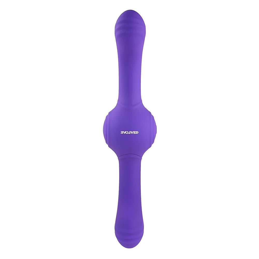 Evolved Our Gyro Vibe Rechargeable Dual Ended Gyrating Silicone Vibrator - Purple