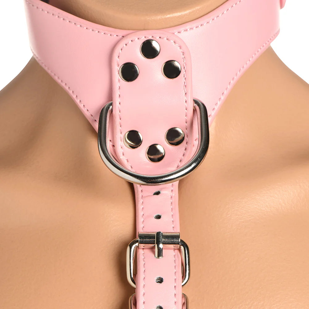 Master Series Vixen Vegan Leather Chest Harness - Pink