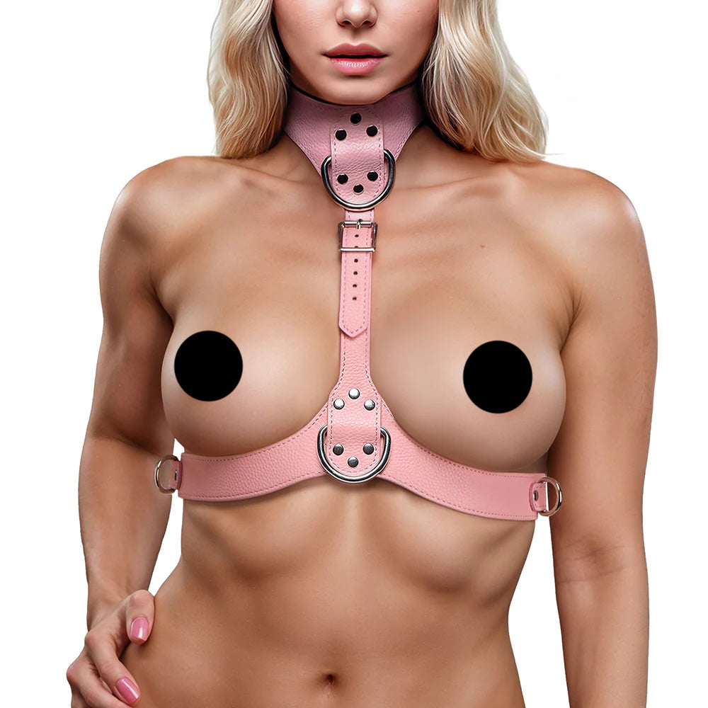Master Series Vixen Vegan Leather Chest Harness - Pink