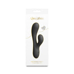A black cactus-shaped flexible rabbit vibrator in its white retail packaging, branded LoveNotes with gold lettering and a small heart graphic.
