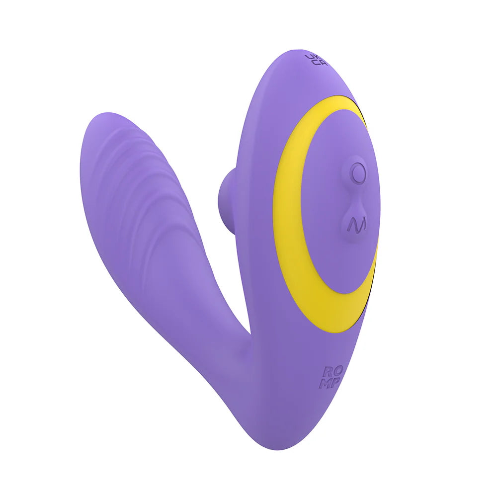 Romp Reverb Rechargeable Silicone G-Spot Vibrator with Clitoral Air Stimulator - Purple