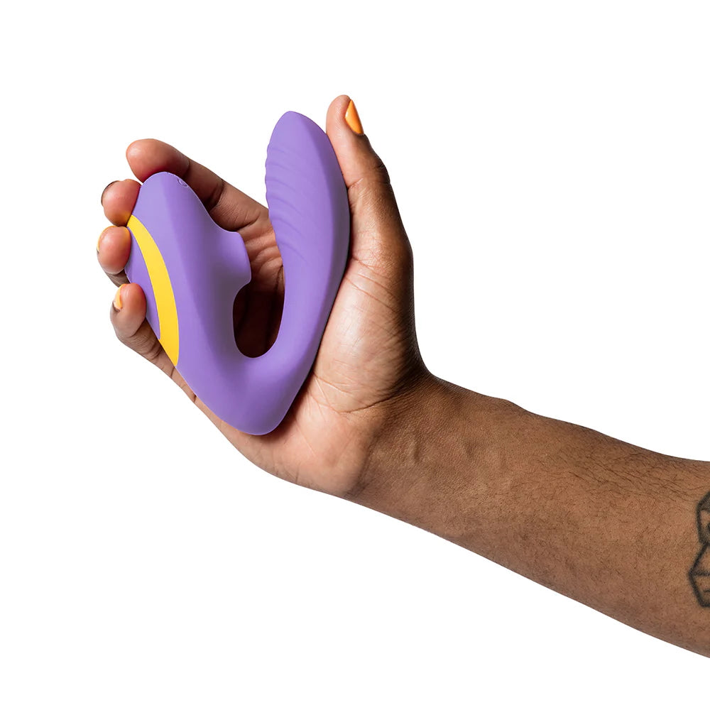 Romp Reverb Rechargeable Silicone G-Spot Vibrator with Clitoral Air Stimulator - Purple