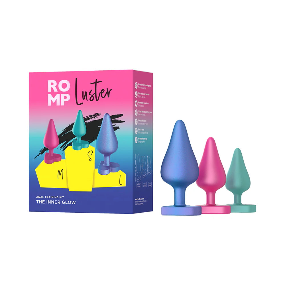 ROMP Luster Silicone 3 Piece Anal Plug Set - Multicolor