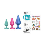 ROMP Luster Silicone 3 Piece Anal Plug Set - Multicolor
