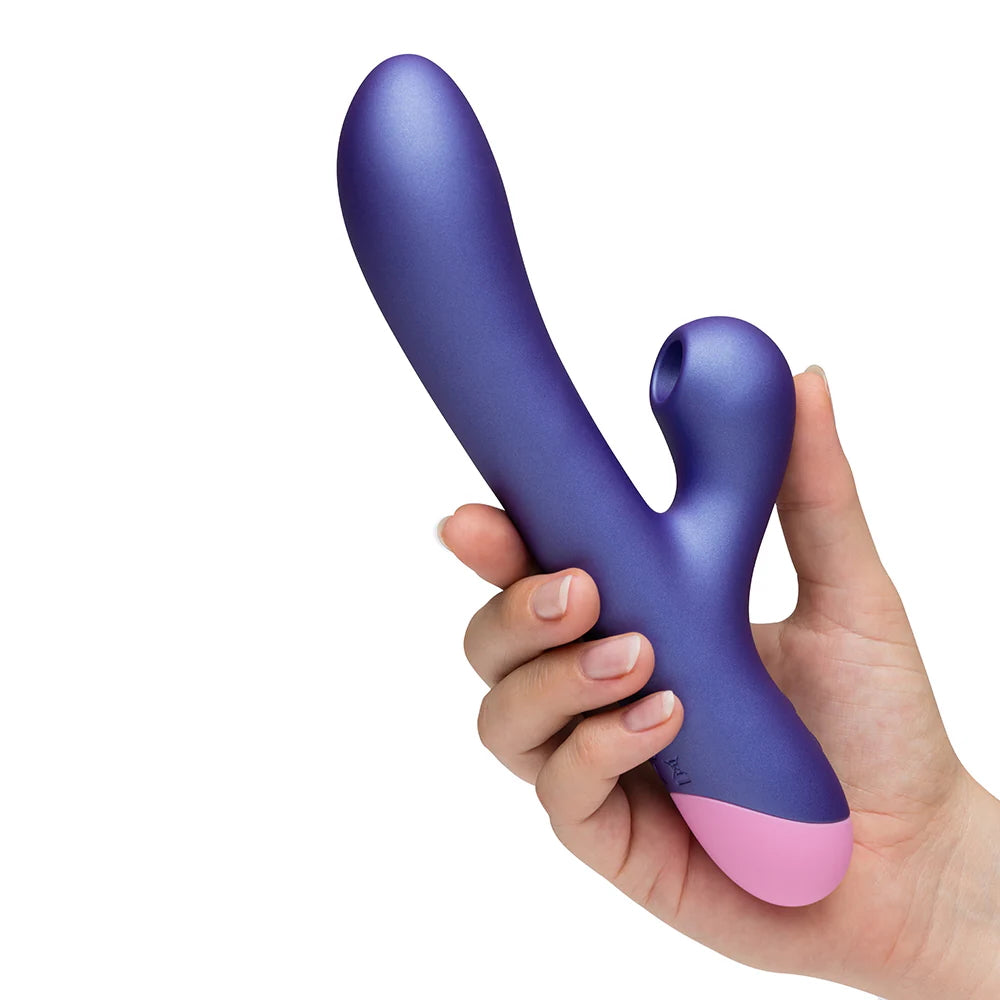 ROMP Pulse Rechargeable Silicone Rabbit Vibrator with Pleasure Air - Purple/Pink 