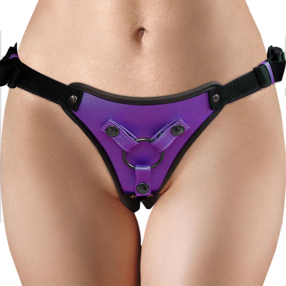 Shots Ouch! Metallic Purple Strap On Harness