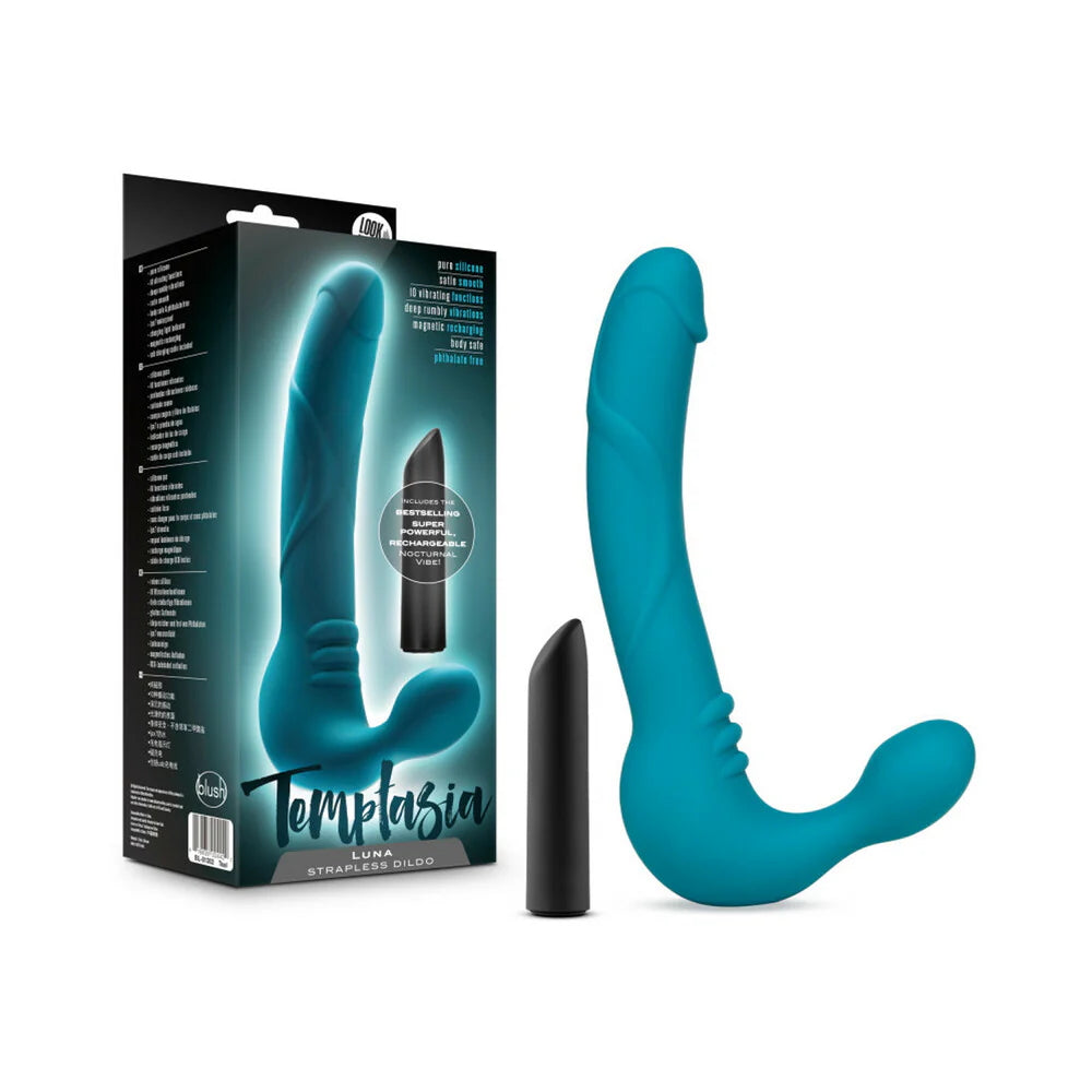 Luna Strapless Strap On Silicone Vibrating Dildo by Temptasia