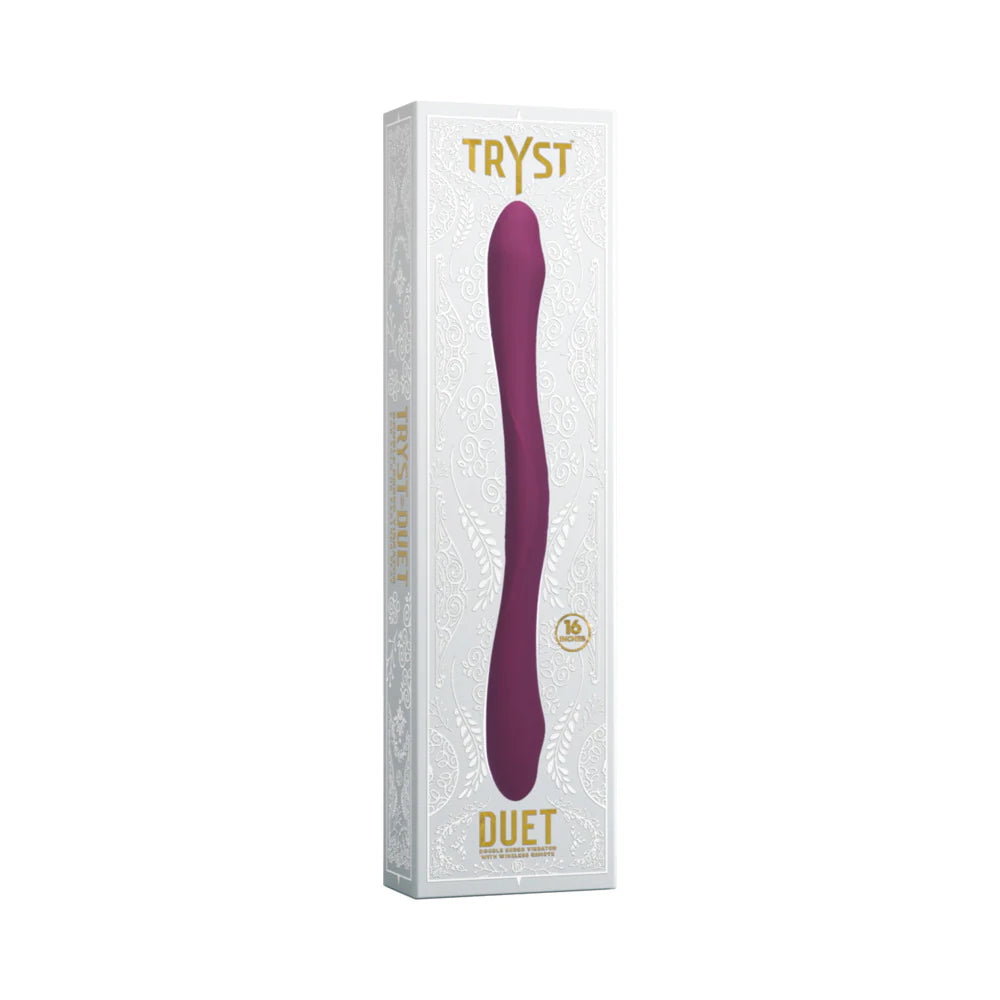 Tryst Duet - Rechargeable Double Ended  Silicone Vibrator with Remote Control - Berry