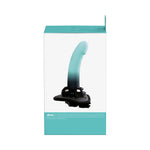 VeDO Duo Silicone Turquoise/Black Dildo (Non-Vibrating) with Black Harness outer packaging