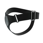 Black Adjustable strap dock style strap on harness with suction plate for dildos form the  side