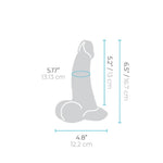 b Vibe Cream colored slip skin dildo,  n shadow graphics with dimensions