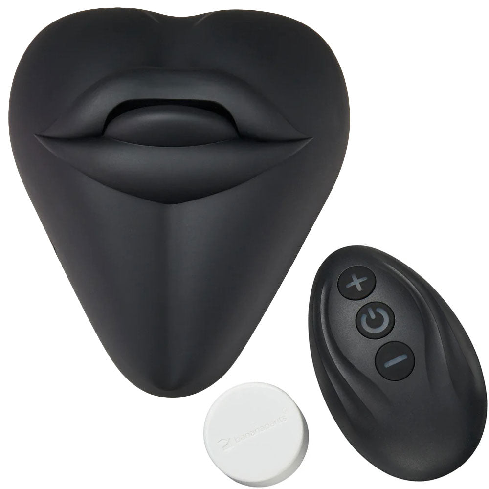 bananapants Kissi and puck vibrating black lips and tongue silicone grind dildo cushion