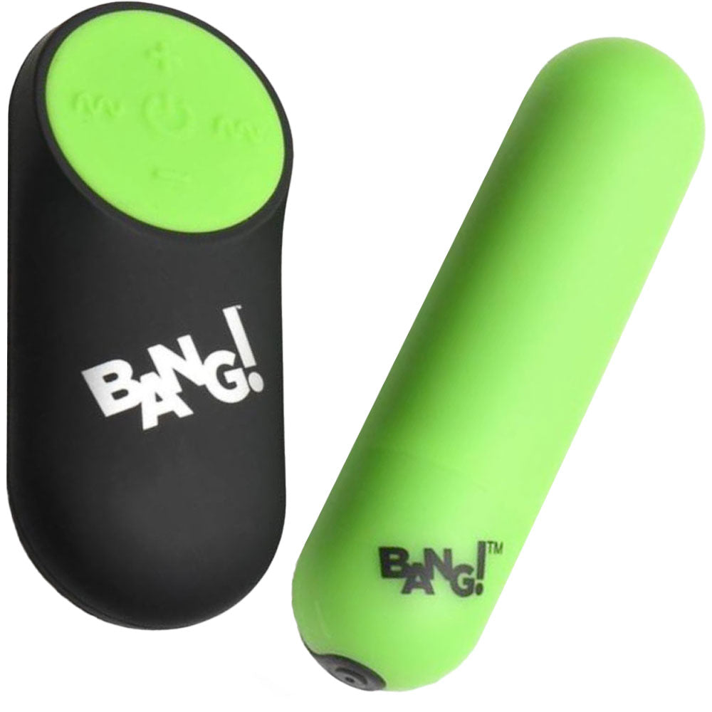 Bang! Vibrating Silicone Rechargeable Bullet - Remote Control - Glow in the Dark