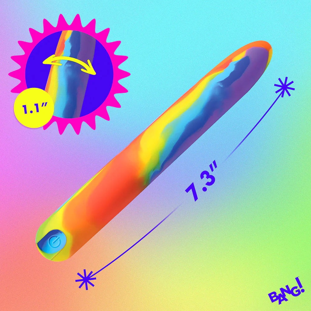 Bang! Rainbow Rechargeable Silicone Vibrator - Rainbow Multicolor