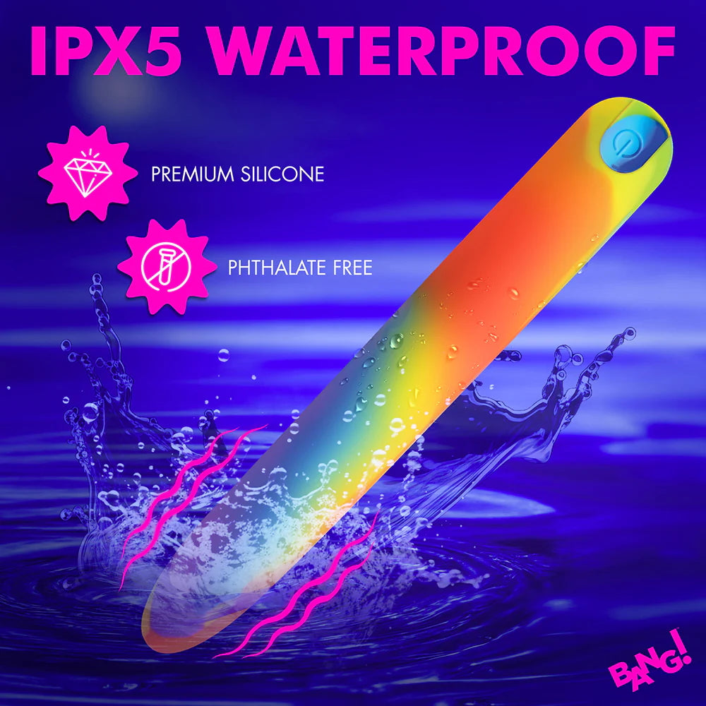 Bang! Rainbow Rechargeable Silicone Vibrator - Rainbow Multicolor