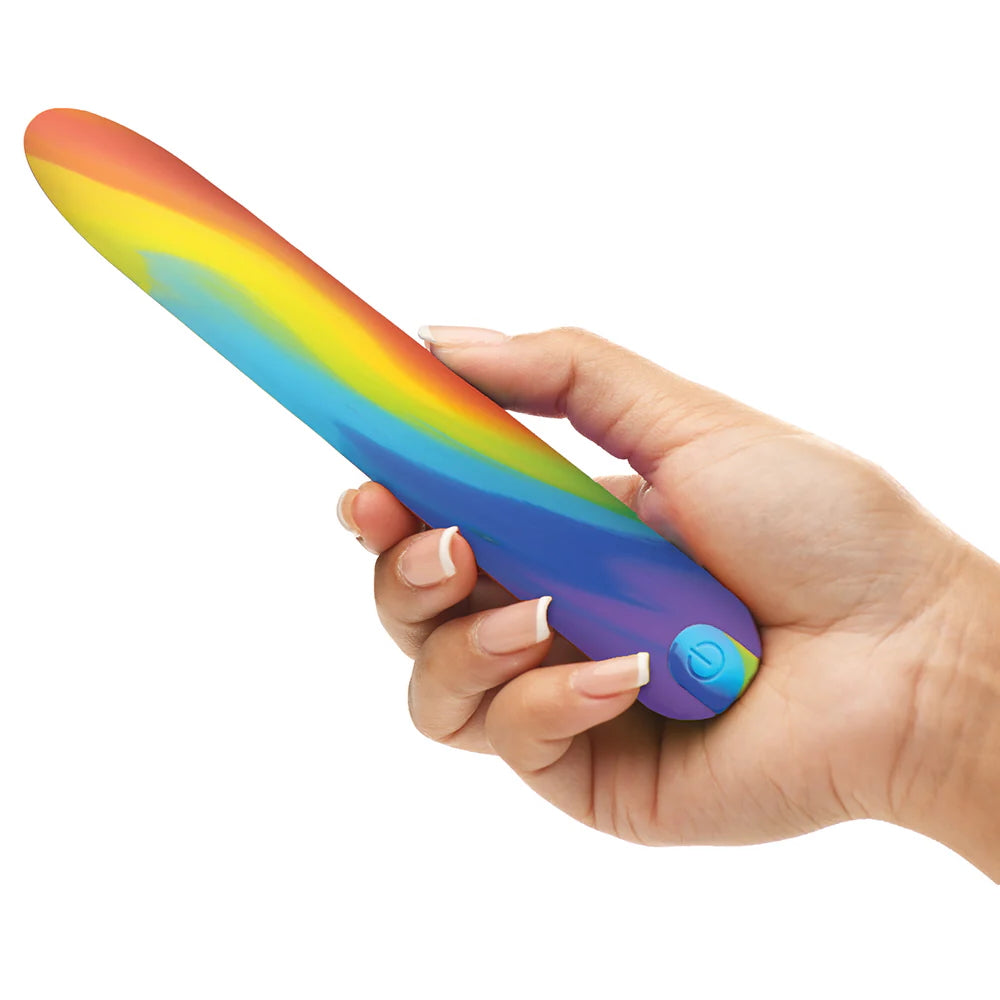 Bang! Rainbow Rechargeable Silicone Vibrator - Rainbow Multicolor