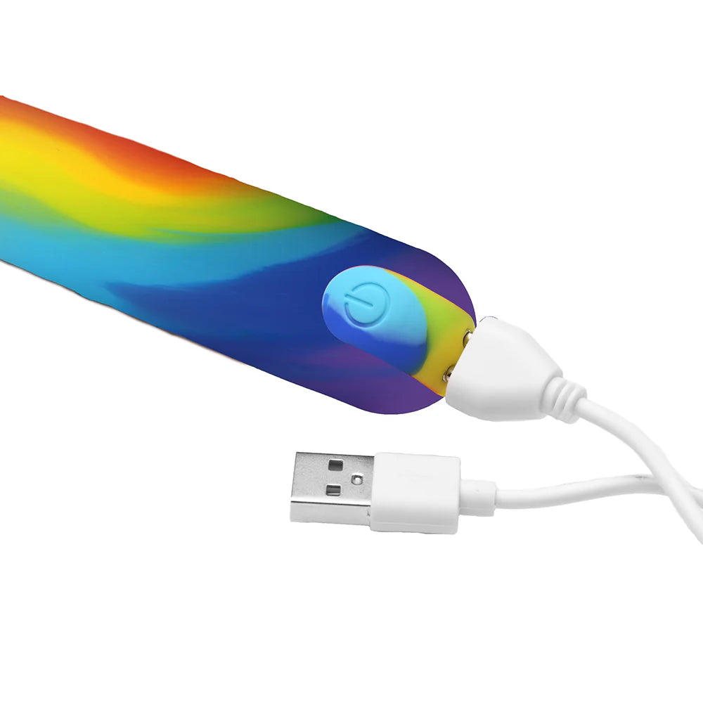 Bang! Rainbow Rechargeable Silicone Vibrator - Rainbow Multicolor