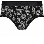RodeoH Top Loading Brief Packer Underwear in black Hearts & Roses print, front view