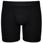 Black men's boxer briefs with a wide elastic waistband featuring the debossed brand name 'TRUHK'.
