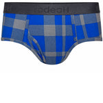RodeoH Top Loading Brief Packer Underwear in Light Blue Plaid, front view