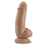 Caramel Au Naturel Fat Boy sensafeel dual density dildo with suction base, from the side