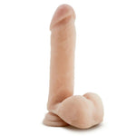 Au Naturel Vanilla Sensafeel TPE dildo with balls and suction cup base 3/4 front view