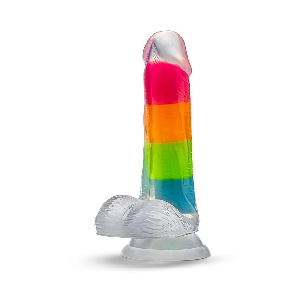 6.5" Neo Elite Glow in the Dark Silicone Dual Density Dildo - Rainbow Rave