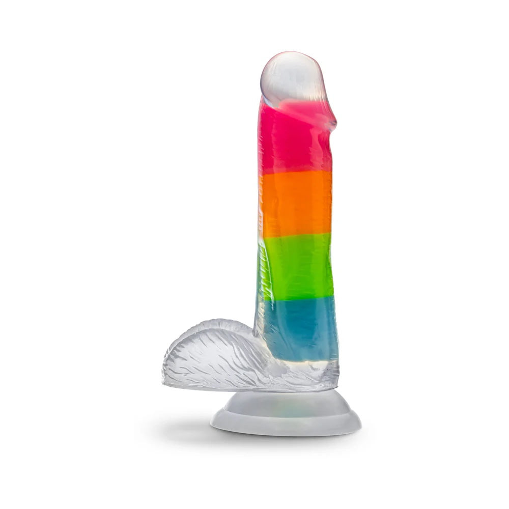6.5" Neo Elite Glow in the Dark Silicone Dual Density Dildo - Rainbow Rave