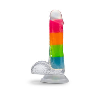 6.5" Neo Elite Glow in the Dark Silicone Dual Density Dildo - Rainbow Rave