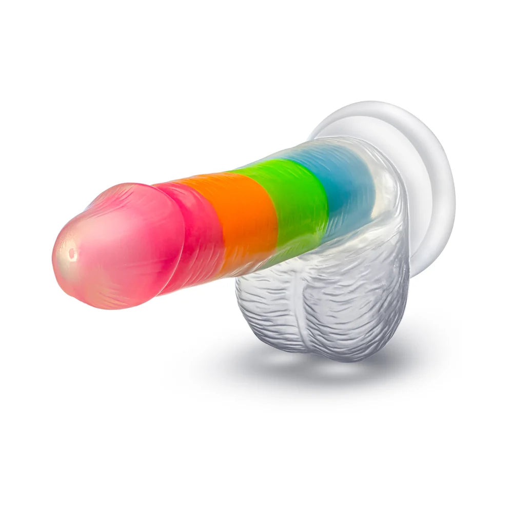 6.5" Neo Elite Glow in the Dark Silicone Dual Density Dildo - Rainbow Rave
