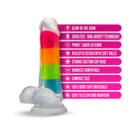 6.5" Neo Elite Glow in the Dark Silicone Dual Density Dildo - Rainbow Rave