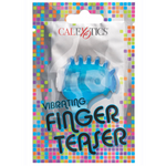 Blue vibrating finger teaser clitoral stimulation toy by cal exotics in its packaging
