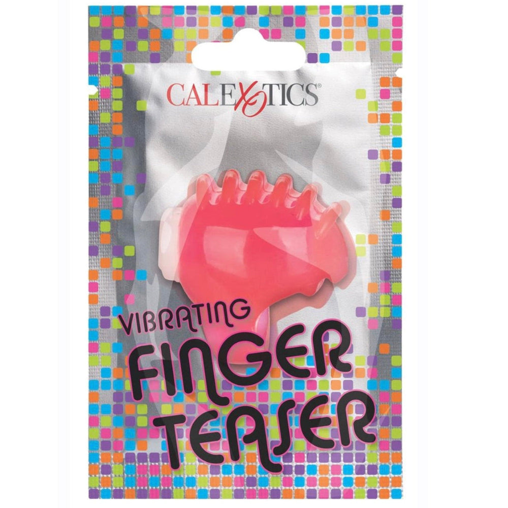 Pink vibrating finger teaser clitoral stimulation toy by cal exotics in its packaging