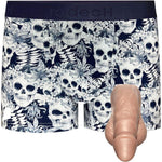 Pete silicone soft packer with classic Top Loading Midnight Skulls boxer, with caramel pete