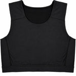 RodeoH black compression top for chest binding, front view