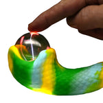 Electric Eye Green and Yellow plasma Creature Cocks Silicone Vibrator with finger touching plasma eye to show light up feature