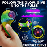 Electric Eye Green and Yellow plasma Creature Cocks Silicone Vibrator with graphic features display