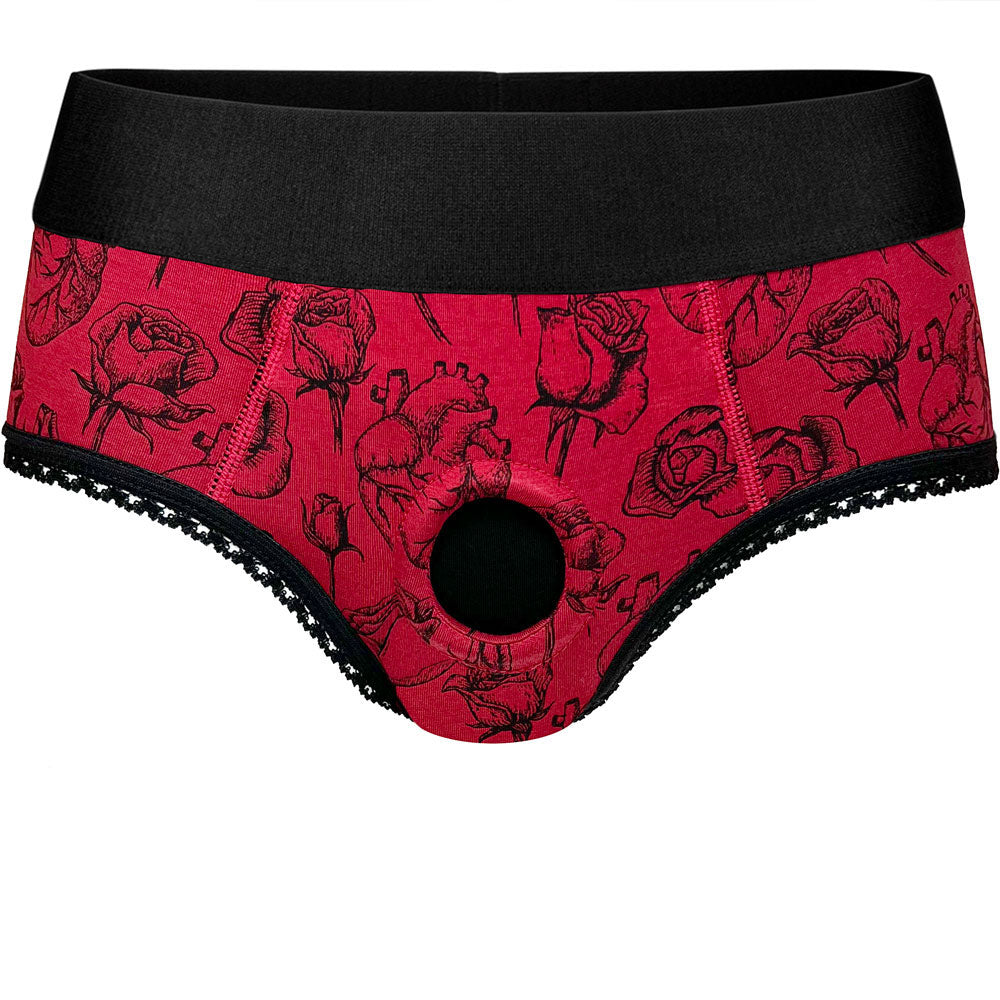 crotchless panty hearts and roses red