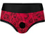Crotchless Panty Harness - Hearts & Roses Red