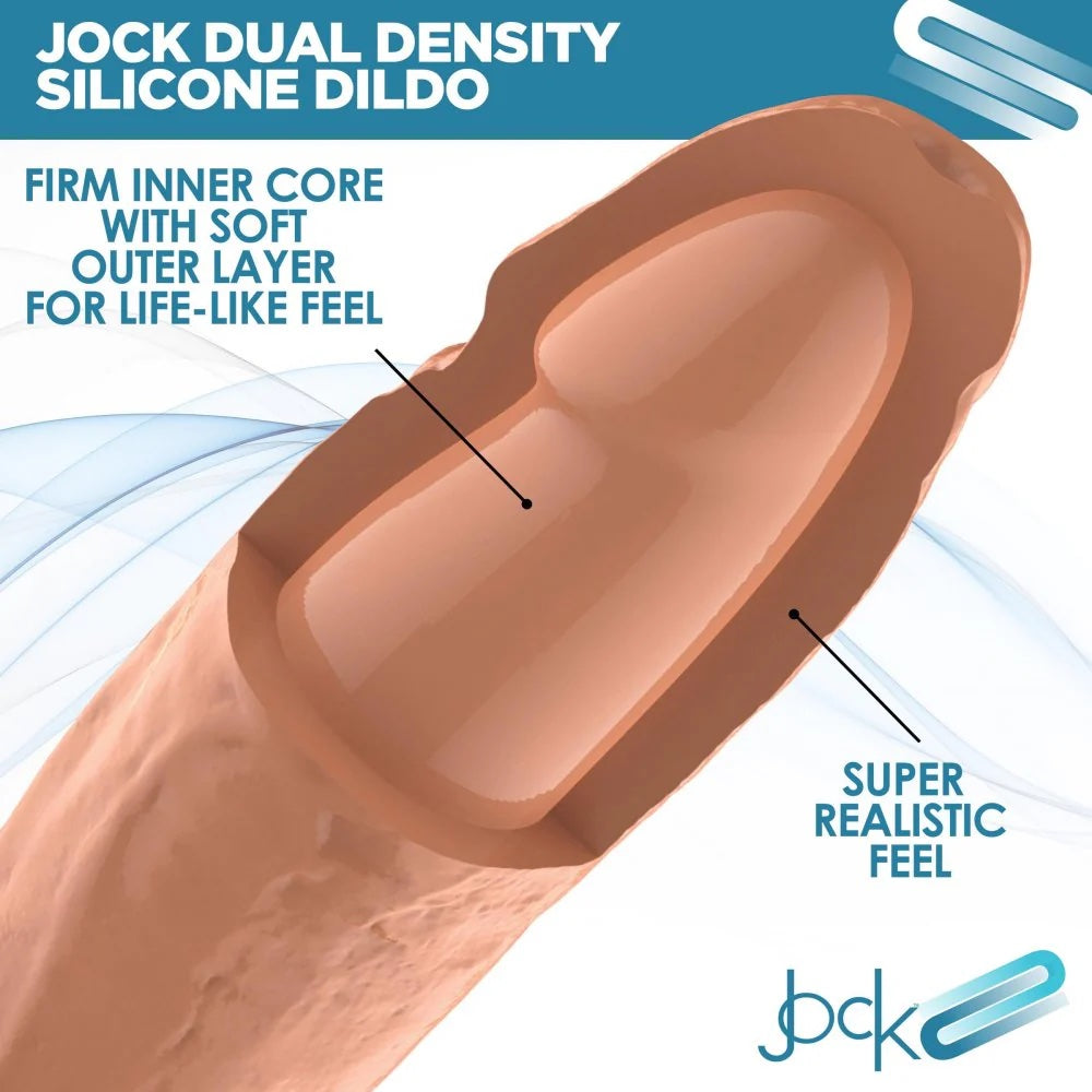 Curve Jock 8 Silicone Dual Density Dildo with Balls in Vanilla