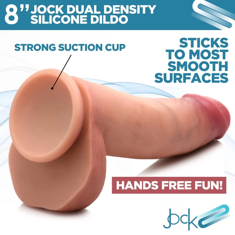 Curve Jock 8 Silicone Dual Density Dildo with Balls in Vanilla